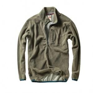 NEW RELWEN men's sheared fleece half-zip top in olive fade